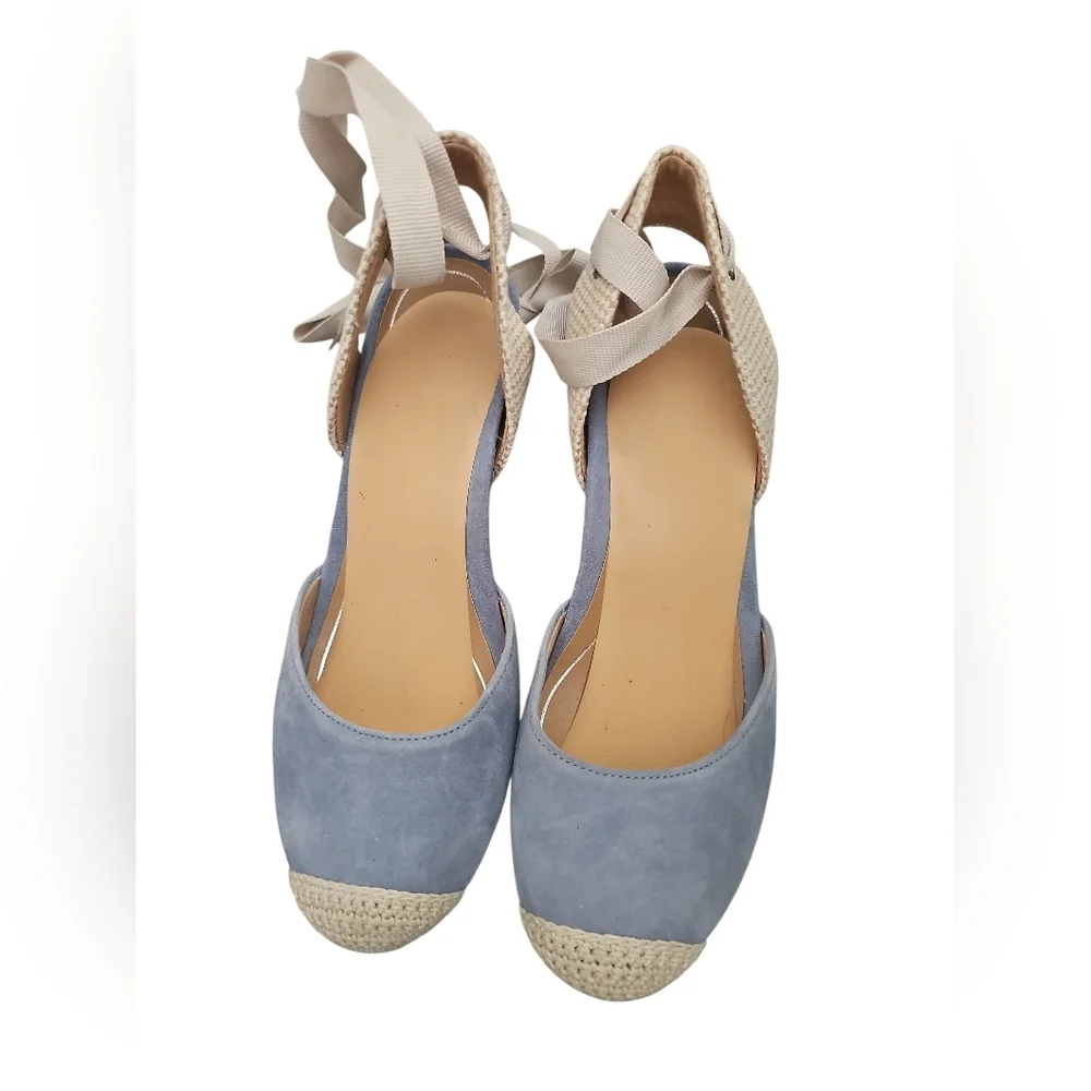 Vionic MARIS Blue Espadrille Wedge Sandals SZ 6